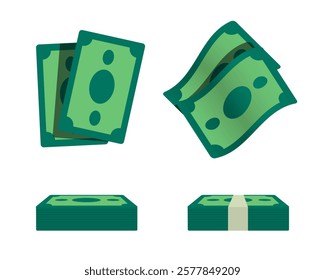 Cash set. Vector 3d clipart isolated on white background.