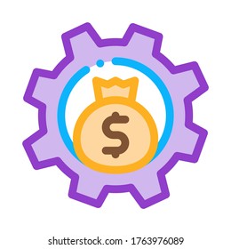 vector de icono de configuración de efectivo. marca de configuración de efectivo. ilustración de símbolo de color