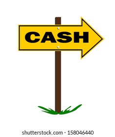cash sign with arrow