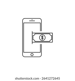cash smartphone. Element of online shopping icon for mobile concept and web apps. Thin line cash smartphone can be used for web and mobile