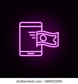 cash smartphone neon icon. Elements of online shopping set. Simple icon for websites, web design, mobile app, info graphics