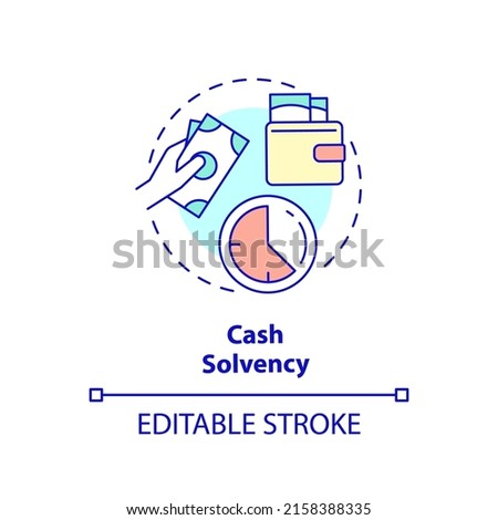Cash solvency concept icon. Assets and liabilities. Budget balance abstract idea thin line illustration. Isolated outline drawing. Editable stroke. Arial, Myriad Pro-Bold fonts used
