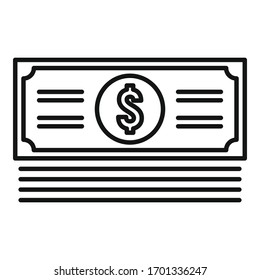 Cash stack icon. Outline cash stack vector icon for web design isolated on white background