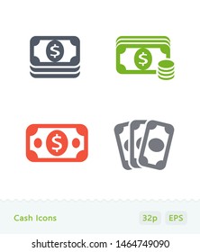 Cash - Sticker Icons. A set of 4 professional, pixel-perfect icons.