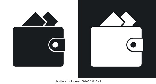 Juego de iconos de Cash Storage. Símbolo de finanzas personales. Letrero de Vector de Billetera por Dinero. Icono de accesorio de bolsillo.