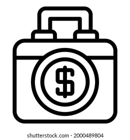 Cash suitcase icon. Outline Cash suitcase vector icon for web design isolated on white background