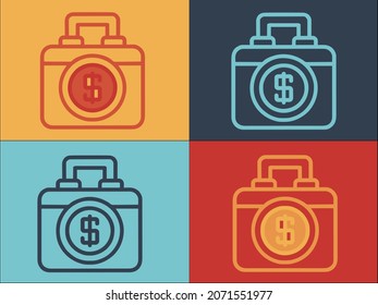 Cash Suitcase Logo, Simple Flat Icon of money,cash,suitcase