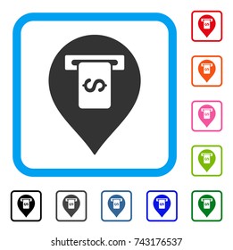 Cash Terminal Pointer icon. Flat grey iconic symbol inside a light blue rounded square. Black, gray, green, blue, red, orange color versions of Cash Terminal Pointer vector.