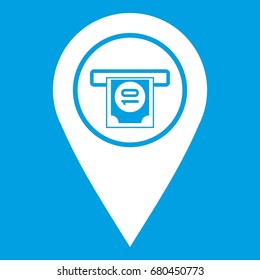 Cash terminal pointer icon white isolated on blue background vector illustration