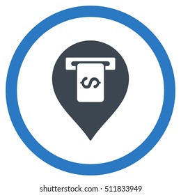 Cash Terminal Pointer vector bicolor rounded icon. Image style is a flat icon symbol inside a circle, smooth blue colors, white background.