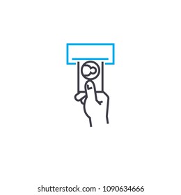Cash terminal vector thin line stroke icon. Cash terminal outline illustration, linear sign, symbol concept.
