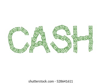 Cash Text Of Money. Typography Dollars Emblem
