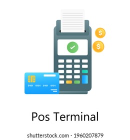 Cash till with atm card, pos terminal machine gradient vector design 