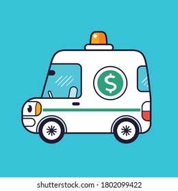 Cash In Transit Vehicle Isolated, Money Delivery Van Truck, Bank Car Cartoon Vector Icon.