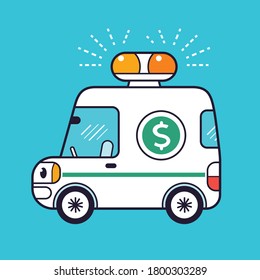 Cash In Transit Vehicle, Money Delivery Van Truck, Bank Car Cartoon Vector.