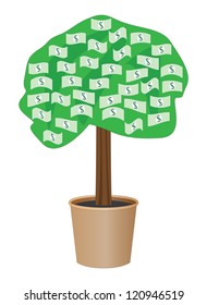 cash tree in a pot vector illustration