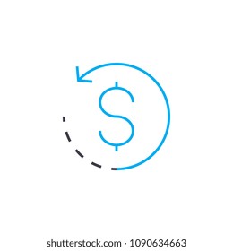 Cash turnover vector thin line stroke icon. Cash turnover outline illustration, linear sign, symbol concept.