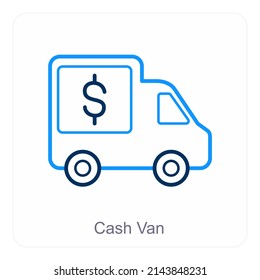 Cash Van And Currency Icon Concept