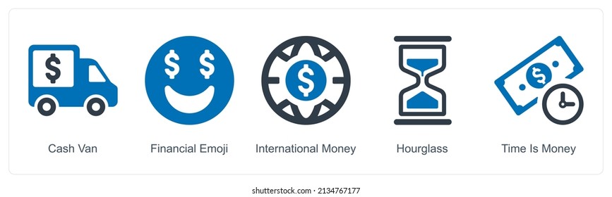 Cash Van And Hourglass Icon Concept