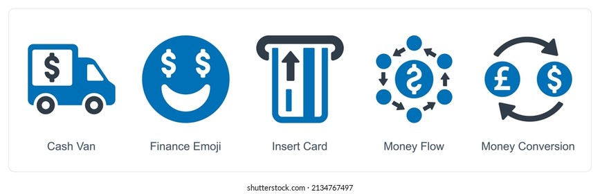 Cash Van And Insert Card Icon Concept