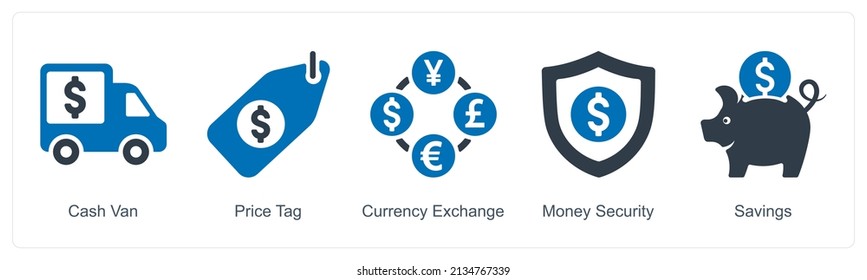 Cash Van And Price Tag Icon Concept