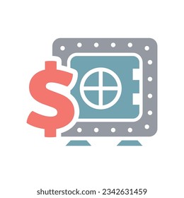 Cash Vault Services Flat Colorful Icon Isolate On White Background Vector Illustration | Seo Icons