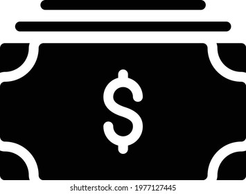 cash vector glyph flat icon