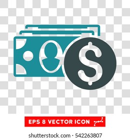 Cash vector icon. Image style is a flat soft blue icon symbol.