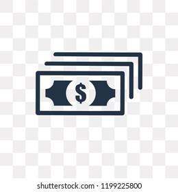 Cash vector icon isolated on transparent background, Cash transparency concept can be used web and mobile