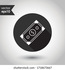 Icono de vector de efectivo. Diseño de letreros planos de dinero. Signo de esquema de efectivo. Pictograma del símbolo del dinero. Icono de redondeo con sombra