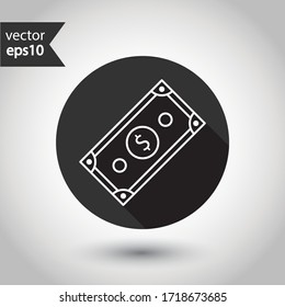 Cash vector icon. Money flat sign design. Cash outline sign. Money symbol pictogram. Round icon with shadow