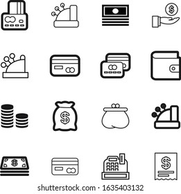cash vector icon set such as: print, exchange, metal, sack, transfer, coins, image, funds, work, code, atm, save, receipt, icons, ticket, bill, bet, profit, contour, increase, app, document, outline