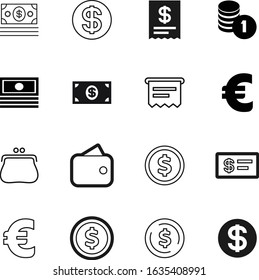cash vector icon set such as: personal, accounting, feminine, credit, beauty, pile, vintage, trendy, calculation, loan, profit, casino, lines, pouch, cheque, style, element, button, debt, funding