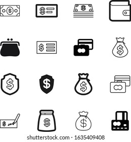 cash vector icon set such as: balance, retail, concept, treasure, businessman, linen, funds, receipt, backgrounds, price, keep, billing, marketing, baking, store, sell, invoice, lines, pouch