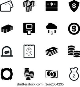 Symbolsatz für die Vektorillustration in bar: Einzelhandel, Smart, Lieferung, Einkauf, Logistik, Computer, Theater, Bitcoin, Sack, Sicherheit, Rechnung, Kosten, Farbe, Schutz, Euro, Empfang, Café, Unterhaltung, GP