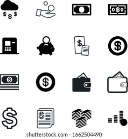 cash vector icon set such as: computing, cloud, pig, treasure, clouds, restaurant, commerce, gold, invoice, safe, usa, savings, office, food, american, debit, cargo, button, pack, usd, reataurant