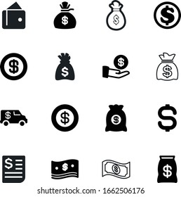 cash vector icon set such as: encashment, truck, bill, invoice, van, total, concept, vehicle, icons, savings, pictogram, purse, wallet, earnings, auto, rich, transport, document, object, file