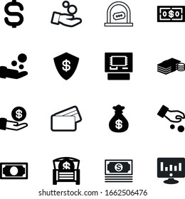 conjunto de iconos de vector de efectivo como: compra, comida, transferencia, envase, bar, tecnología, logística, boleto, máquina, estadísticas, película, pictograma, transacción, contenedor, seguridad, arte, empresa, seguridad, papel