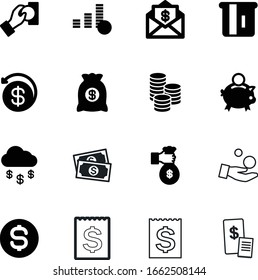 conjunto de iconos de vector de efectivo como: cerdo, otoño, restaurante, débito, invertir, comprar, donar, devolver, devolver, tesoro, dar, equipar, señales, devolver, empezar, billete, nubes, cancelar, regalo, cheque, elemento, sujetar