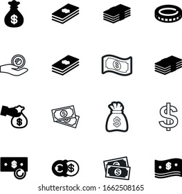 conjunto de iconos de vector de efectivo como: yen, mano, cambio, oro, arte, comercio, palma, carga, usa, euro, millones, jackpot, gbp, buy, fondos, monedas, libras, precio, gran, beneficio, mercado, inversión, delgado