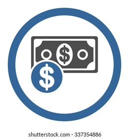 Cash vector icon. Style is bicolor flat rounded symbol, cobalt and gray colors, rounded angles, white background.