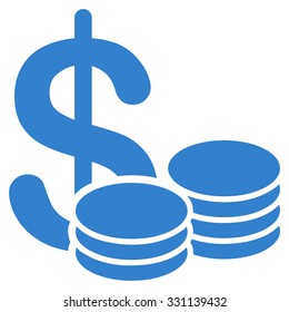 Cash vector icon. Style is flat cobalt symbol, rounded angles, white background.