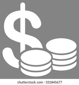 Cash vector icon. Style is flat white symbol, rounded angles, gray background.