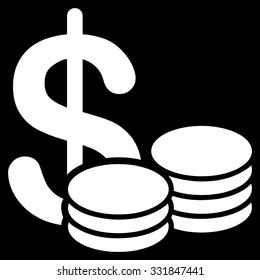 Cash vector icon. Style is flat white symbol, rounded angles, black background.