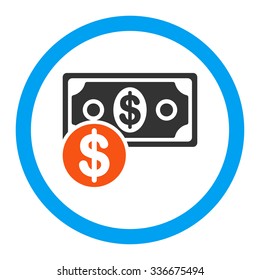 Cash vector icon. Style is flat rounded symbol, bright colors, rounded angles, white background.