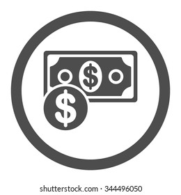 Cash vector icon. Style is flat rounded symbol, gray color, rounded angles, white background.