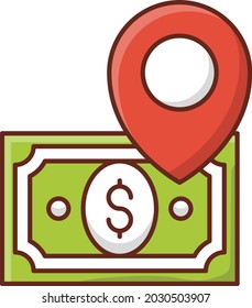 cash Vector illustration on a transparent background. Premium quality symbols. Vector Line Flat color  icon for concept and graphic design.