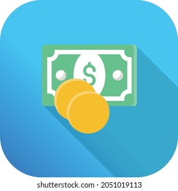 ilustración de cash Vector en un fondo transparente. Símbolos de calidad premium. Icono de color plano de línea vectorial para el concepto y el diseño gráfico.