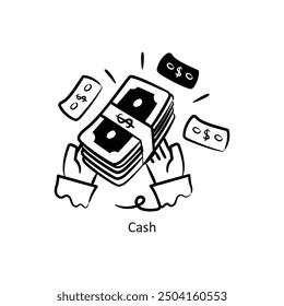 Cash vector outline style Design Vector Stock illustration. 