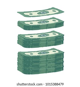 Cash. Vector stacks of dollars. American paper currency. A big lottery win. Prize money fund.